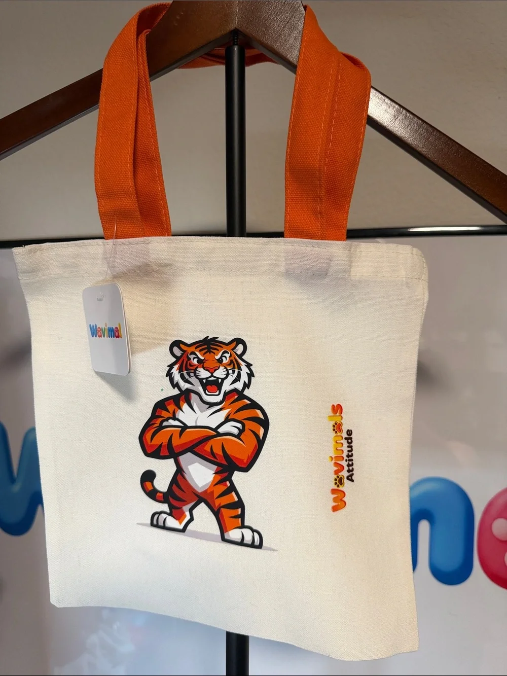 Wavimal Attitude Tiger  Small Canvas Tote Bag